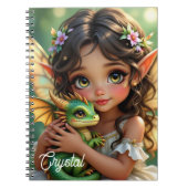Brown Eyed Elven Fairy and Dragon Personalized Notizblock (Vorderseite)