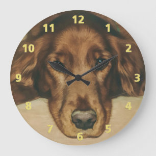 Brown Eyed Golden Irish Dog Große Wanduhr
