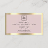 Brown Eyelash Brow Makeup Logo Qr Code Rose Foto Visitenkarte (Rückseite)