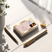 Brown Eyelash Brow Makeup Logo Qr Code Rose Foto Visitenkarte