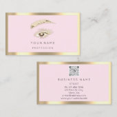 Brown Eyelash Brow Makeup Logo QrCode Blush Gold Visitenkarte (Vorne/Hinten)