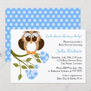 Brown Eyes Baby Owl Babydusche Einladung