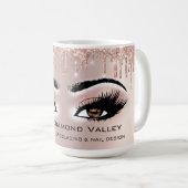 Brown Eyes Lashes Rose Glitzer Tropfen Makeup Brid Kaffeetasse (VorderseiteRechts)