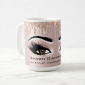 Brown Eyes Lashes Rose Glitzer Tropfen Makeup Brid Kaffeetasse (Vorderseite Links)