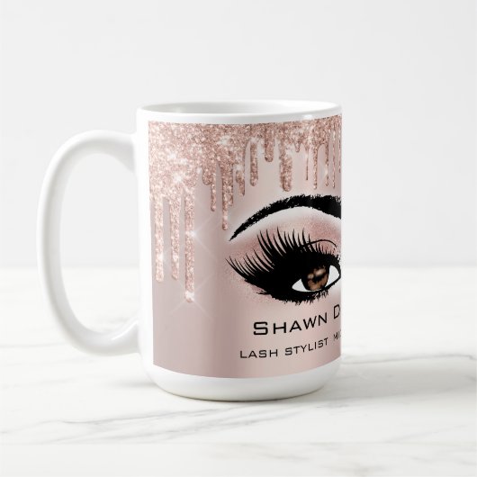Brown Eyes Lashes Rose Glitzer Tropfen Makeup Brid Kaffeetasse (Links)