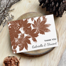 Brown Fall Leaf Briefmarke Hochzeit Flat Danke Not