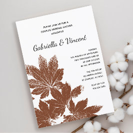 Brown Fall Leaf Briefmarke Paare Polterabend Einladung