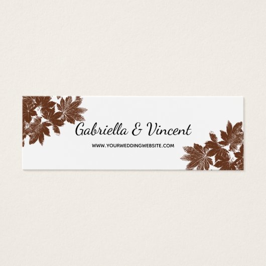 Brown Fall Leaf Briefmarke Wedding Website Card (Vorderseite)