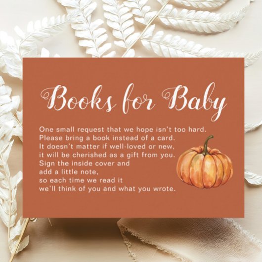 Brown Fall Pumpkin Baby Showbücher für Baby Begleitkarte