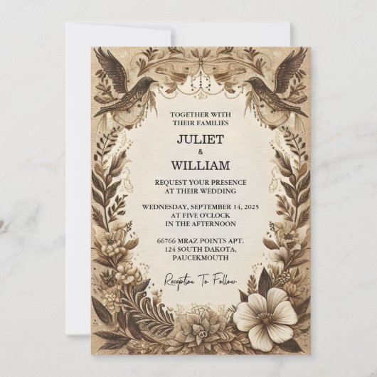 Brown Fall Wood Paperie Gerecycelt Papier Hochzeit Einladung (Vorderseite)