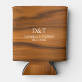 Brown Faux Wood Stripes Custom White Typography Dosenkühler (Vorderseite)