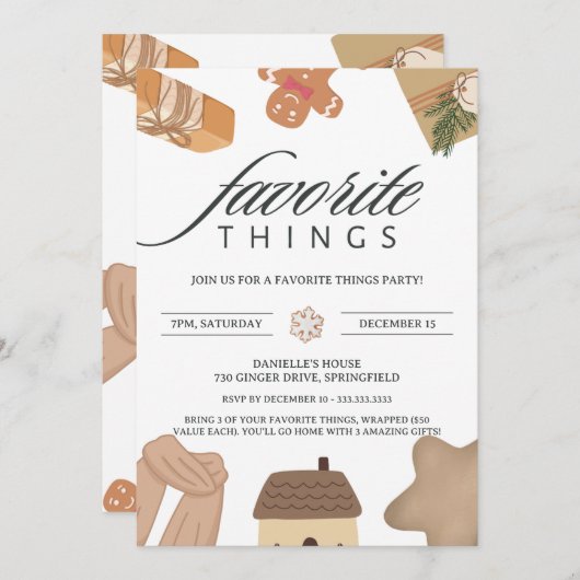 Brown Favorite Threads tauschen Geschenke Weihnach Einladung (Vorne/Hinten)