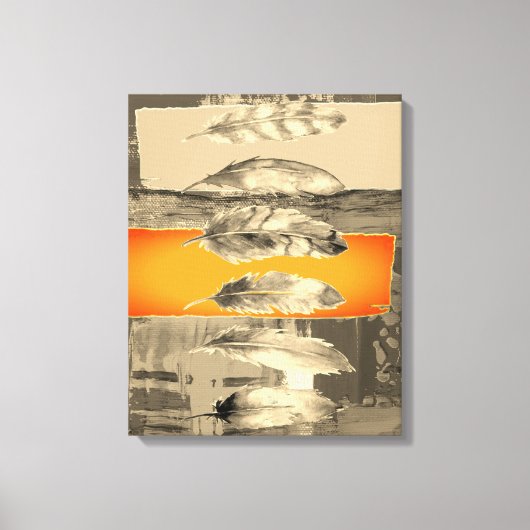 Brown Feathers Abstrakt Stretched Canvas Print Leinwanddruck (Vorderseite)