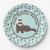 Brown Ferret Mint Green Polka Dot Party Pappteller (Vorderseite)
