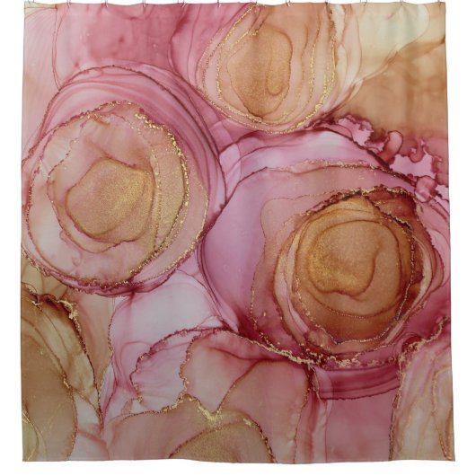 Brown Floral Abstrakt Duschvorhang (Vorderseite)