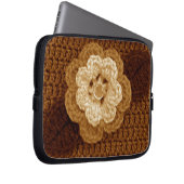 Brown floral Artisan Crochet Print Electronics Bag Laptopschutzhülle (Vorne Rechts)
