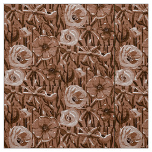 Brown Floral Fabric Stoff