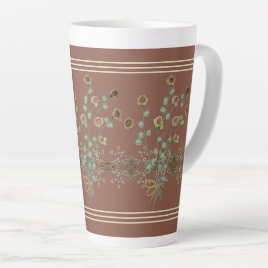 Brown Floral Gemustert Milchtasse (Rechte Ecke)