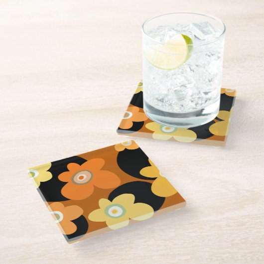 Brown floral glasuntersetzer (Schrägansicht)