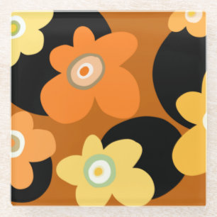 Brown floral glasuntersetzer