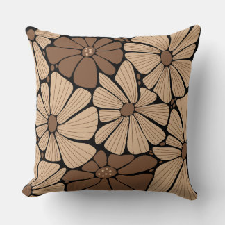 Brown Floral Graphten Patten Kissen