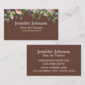 Brown Floral Minimalistisch Artist Fine Art Painte Visitenkarte (Vorne/Hinten)