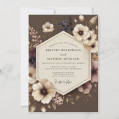 Brown Floral Nocturne Wedding Einladung (Vorderseite)