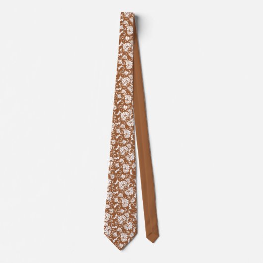 Brown Floral Pattern Custom Necktie Krawatte (Vorderseite)