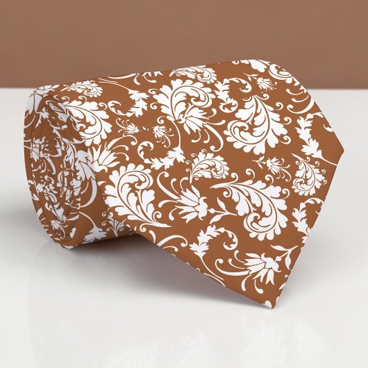 Brown Floral Pattern Custom Necktie Krawatte