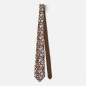 Brown Floral Pattern Custom Necktie Krawatte (Vorderseite)