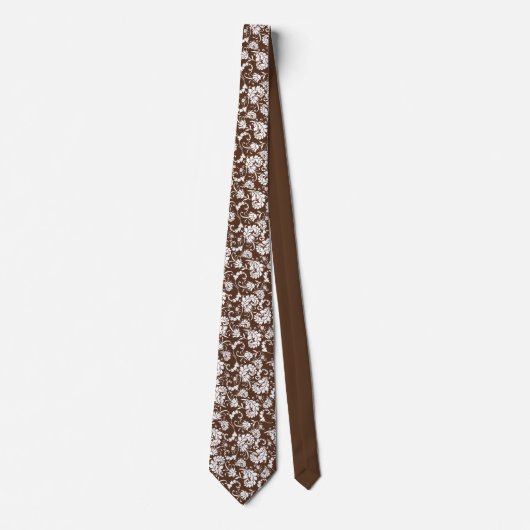 Brown Floral Pattern Custom Necktie Krawatte (Vorderseite)