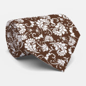 Brown Floral Pattern Custom Necktie Krawatte (Gerollt)