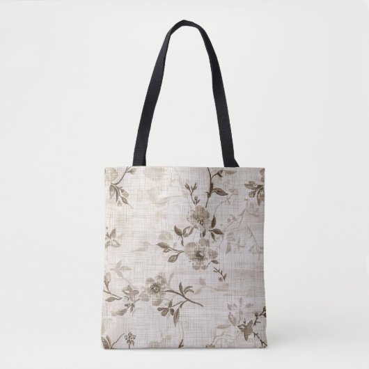 Brown Floral Pattern Handbag Tasche (Vorderseite)