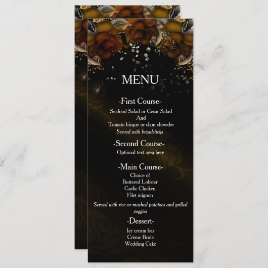 Brown Floral Rose Hochzeit im Herbst Karte Herbst (Vorne/Hinten)