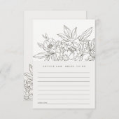 Brown Floral Sketch Ratschläge für Brautparty der Begleitkarte (Vorne/Hinten)