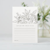 Brown Floral Sketch Ratschläge für Brautparty der Begleitkarte (Stehend Vorderseite)