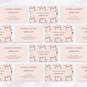 Brown Floral Stellvertretender Lehrer Visitenkarte