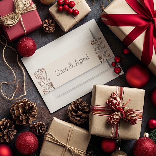 Brown Floral Wedding Theme Einladungsbanderole