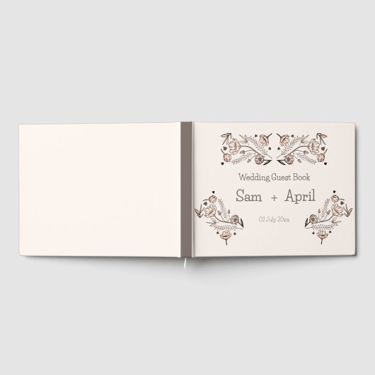 Brown Floral Wedding Theme Gästebuch (Voll)