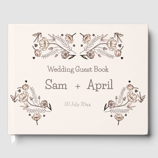 Brown Floral Wedding Theme Gästebuch (Vorderseite)