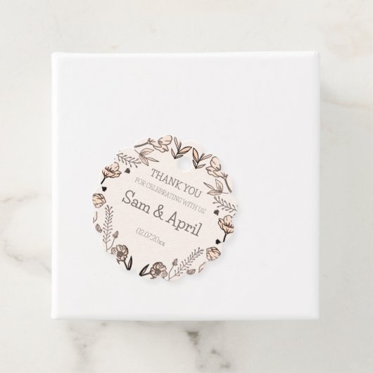 Brown Floral Wedding Theme Geschenkanhänger (Beispiel)