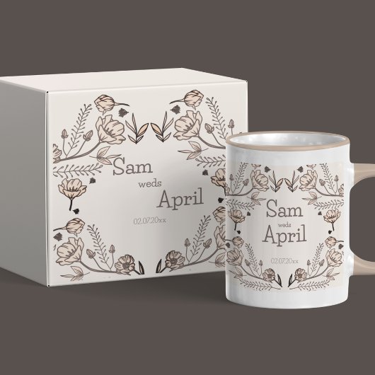 Brown Floral Wedding Theme Geschenkschachtel