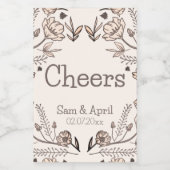 Brown Floral Wedding Theme Lebensmitteletikett (Einzelnes Label)