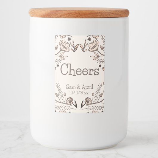 Brown Floral Wedding Theme Lebensmitteletikett (Vorderseite)
