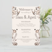 Brown Floral Wedding Theme Programm (Stehend Vorderseite)
