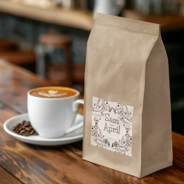 Brown Floral Wedding Theme Quadratischer Aufkleber