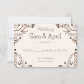 Brown Floral Wedding Theme RSVP Karte (Vorderseite)