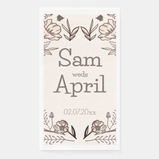Brown Floral Wedding Theme Serviette (Vorderseite)