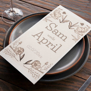 Brown Floral Wedding Theme Serviette