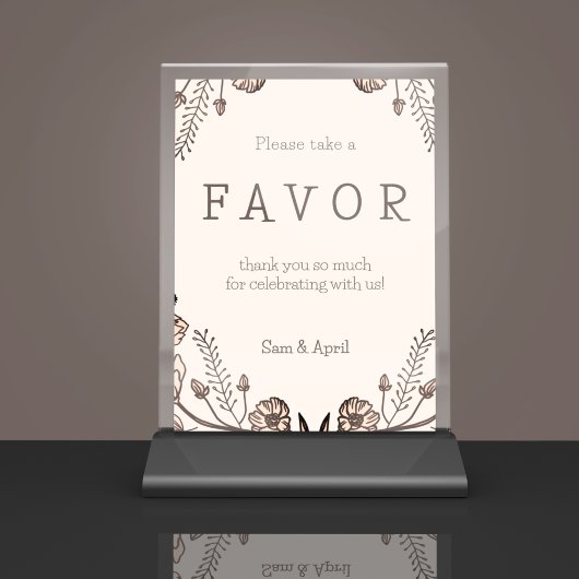 Brown Floral Wedding Theme Sockelschild